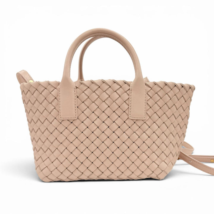 極美品◇BOTTEGAVENETA ボッテガヴェネタ 781670 イントレチャート ミニカバ ラムスキン ポーチ付 2WAYハンド ショルダーバッグ ピンク