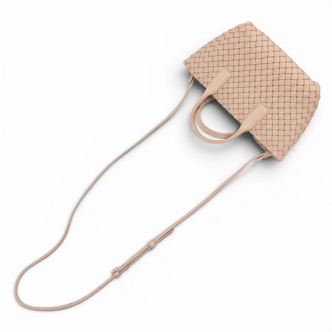 極美品◇BOTTEGAVENETA ボッテガヴェネタ 781670 イントレチャート ミニカバ ラムスキン ポーチ付 2WAYハンド ショルダーバッグ ピンク