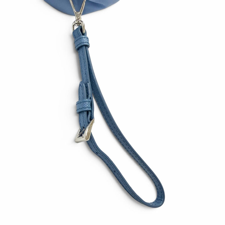 極美品□PRADA プラダ 1NS369 トライアングルロゴ Re-Nylon 一部レザー 巾着バッグ ハンドバッグ ライトブルー イタリア製 メンズ