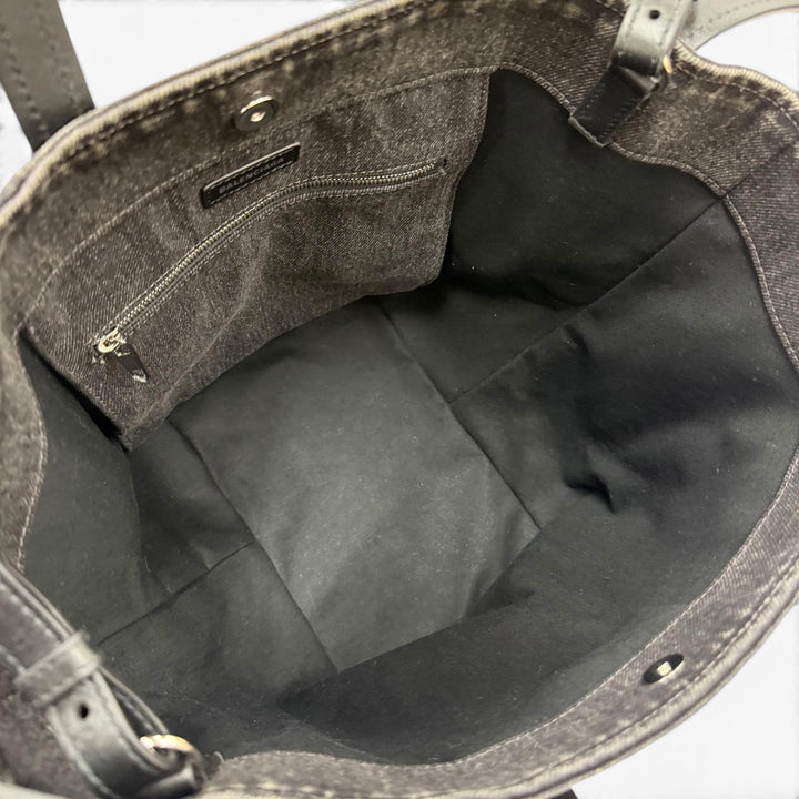 極美品☆BALENCIAGA バレンシアガ 672791 エブリデイ ノースサウス スモール デニム レザー使い 2WAY ショルダー ハンドバッグ ブラック