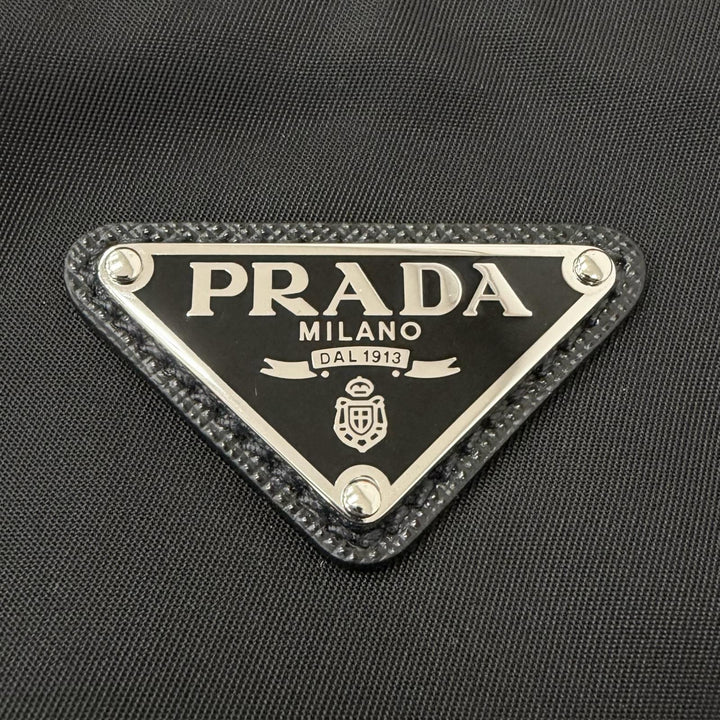 極美品□PRADA プラダ 2VG098 トライアングルロゴ サフィアーノレザー Re-Nylon 2WAY バックパック トートバッグ ブラック イタリア製
