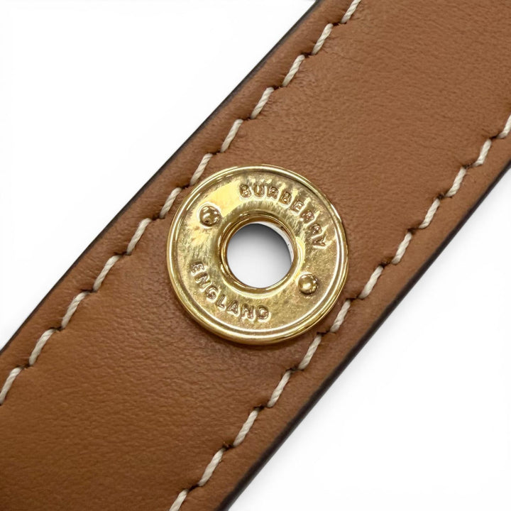 美品△BURBERRY バーバリー 8071356 エリザベス ロゴ金具 ノバチェック柄 レザー使い クロスボディバッグ ショルダーバッグ ベージュ 茶