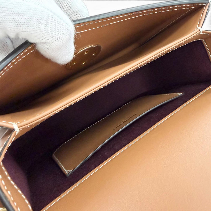 美品△BURBERRY バーバリー 8071356 エリザベス ロゴ金具 ノバチェック柄 レザー使い クロスボディバッグ ショルダーバッグ ベージュ 茶