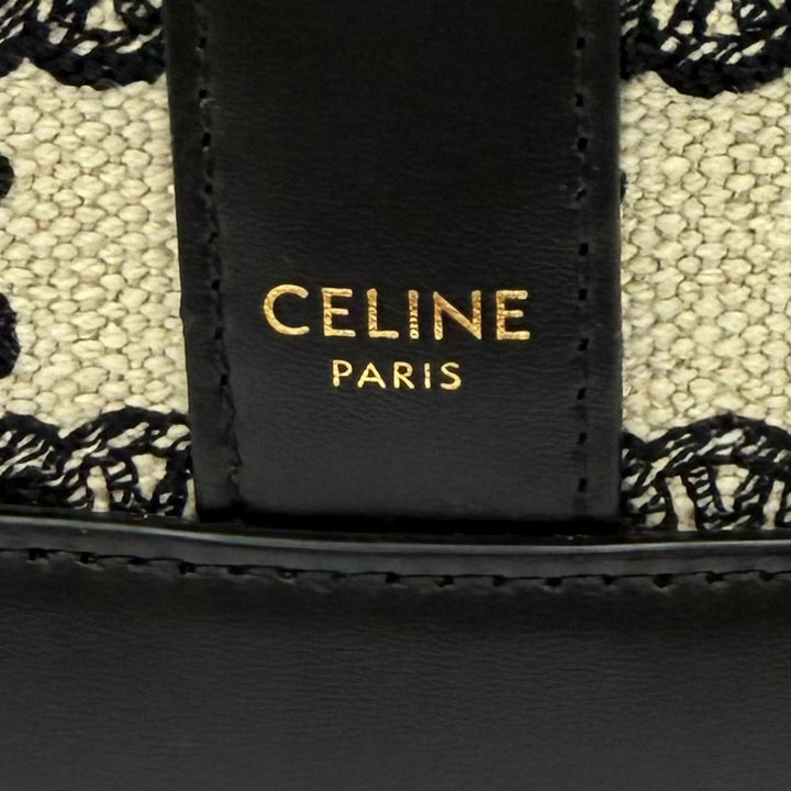 極美品★CELINE セリーヌ 19144 スモール バケット/トリオンフキャンバス＆カーフスキン ショルダーバッグ オフホワイト ブラック 伊製