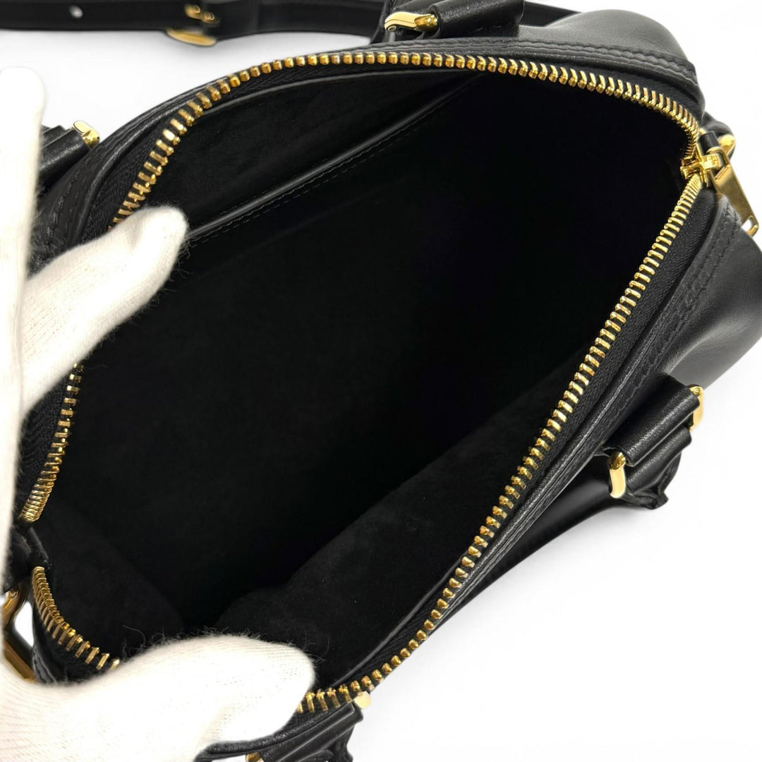 極美品★CELINE セリーヌ 11377 スムースカーフスキン キュイル トリオンフ スモールボストン 2WAY バッグ ショルダーバッグ 保存袋付き