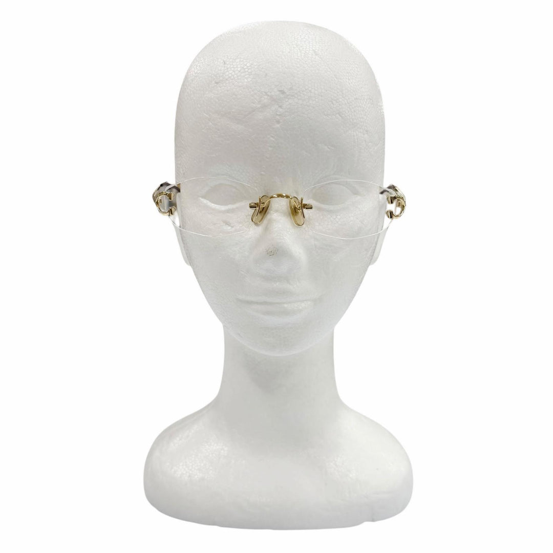美品▼Cartier カルティエ ヴィンテージ 2Cデコール ツーポイント リムレス メガネ 眼鏡 アイウェア ゴールド ボルドー □22 135 度入り