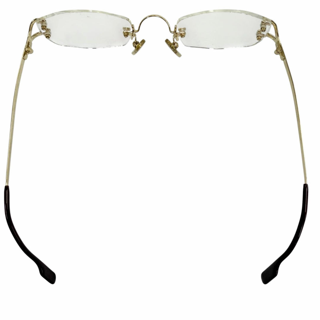 美品▼Cartier カルティエ ヴィンテージ 2Cデコール ツーポイント リムレス メガネ 眼鏡 アイウェア ゴールド ボルドー □22 135 度入り