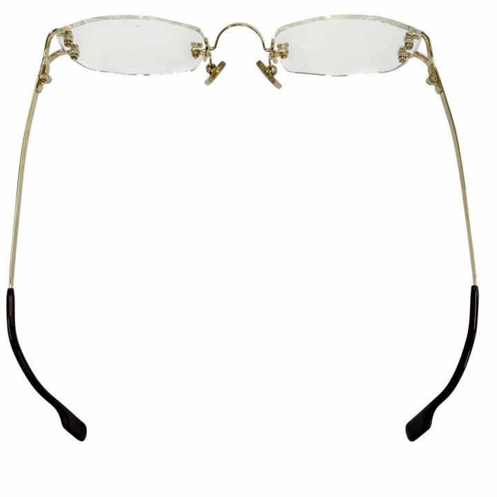 美品▼Cartier カルティエ ヴィンテージ 2Cデコール ツーポイント リムレス メガネ 眼鏡 アイウェア ゴールド ボルドー □22 135 度入り