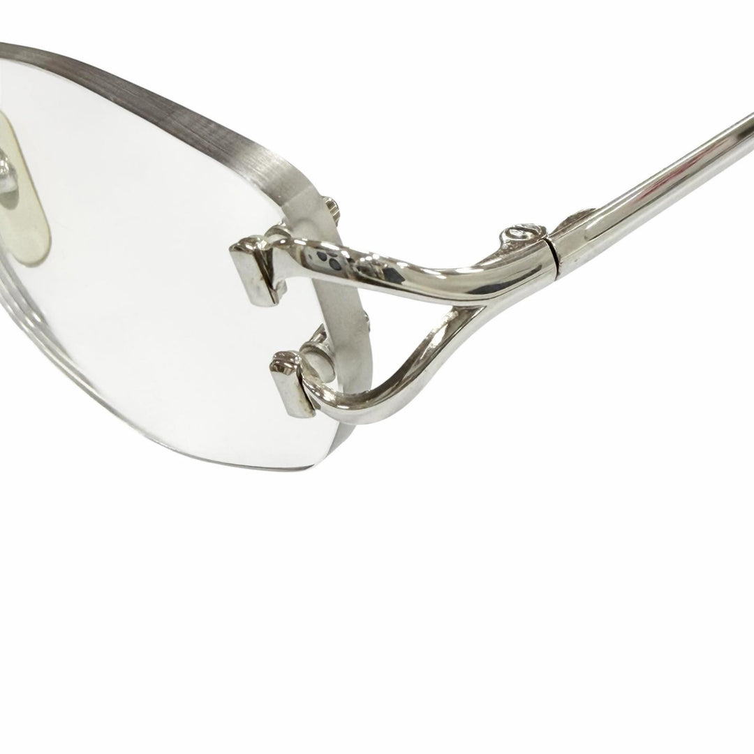 美品▼Cartier カルティエ C ドゥ カルティエ 2Cデコール ツーポイント リムレス メガネ 眼鏡 アイウェア シルバー □22 135 度入 メンズ