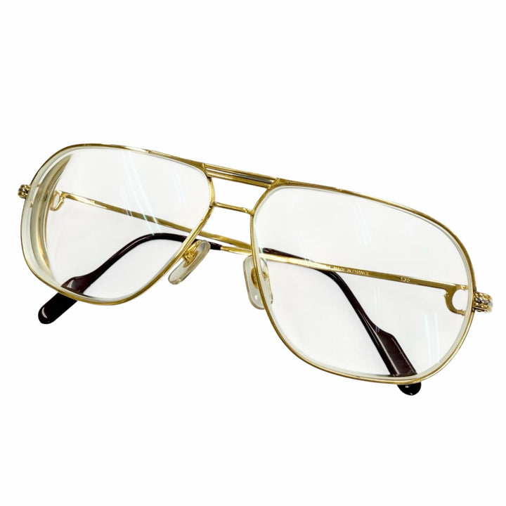 良品▼Cartier カルティエ ヴィンテージ トリニティ ツーブリッジ メガネ 眼鏡 アイウェア ゴールド ボルドー 59□12 135 度入り メンズ