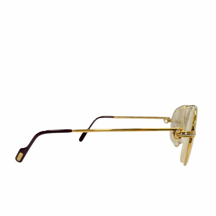 良品▼Cartier カルティエ ヴィンテージ トリニティ ツーブリッジ メガネ 眼鏡 アイウェア ゴールド ボルドー 59□12 135 度入り メンズ