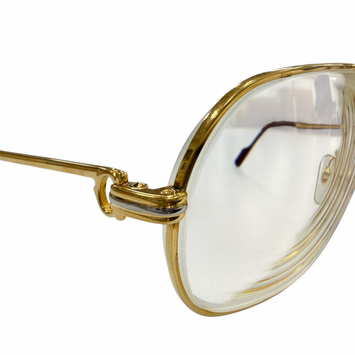 良品▼Cartier カルティエ ヴィンテージ トリニティ ツーブリッジ メガネ 眼鏡 アイウェア ゴールド ボルドー 59□12 135 度入り メンズ