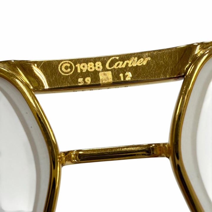 良品▼Cartier カルティエ ヴィンテージ トリニティ ツーブリッジ メガネ 眼鏡 アイウェア ゴールド ボルドー 59□12 135 度入り メンズ