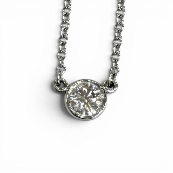 美品★TIFFANY&amp;Co. ティファニー エルサペレッティ バイザヤード 1P ダイヤ ネックレス PT950 直径約4.5mm 約0.12ct 41cm 総重量2.43g