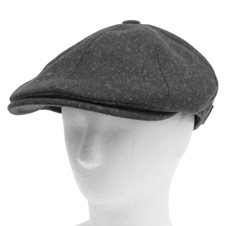 美品▲Borsalino ボルサリーノ ウール シルク レザーロゴパッチ付き 帽子 キャスケット グレー系 L (60) イタリア製 正規品 メンズ