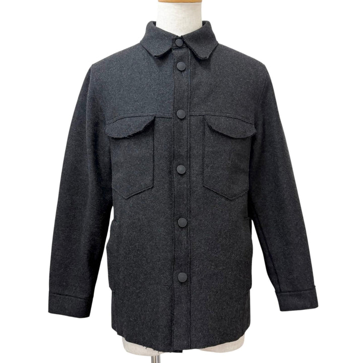 美品□C.P.Company シーピーカンパニー 98AW 29181A28 ウール ロゴボタン 長袖 シャツジャケット チャコール 3 イタリア製 メンズ