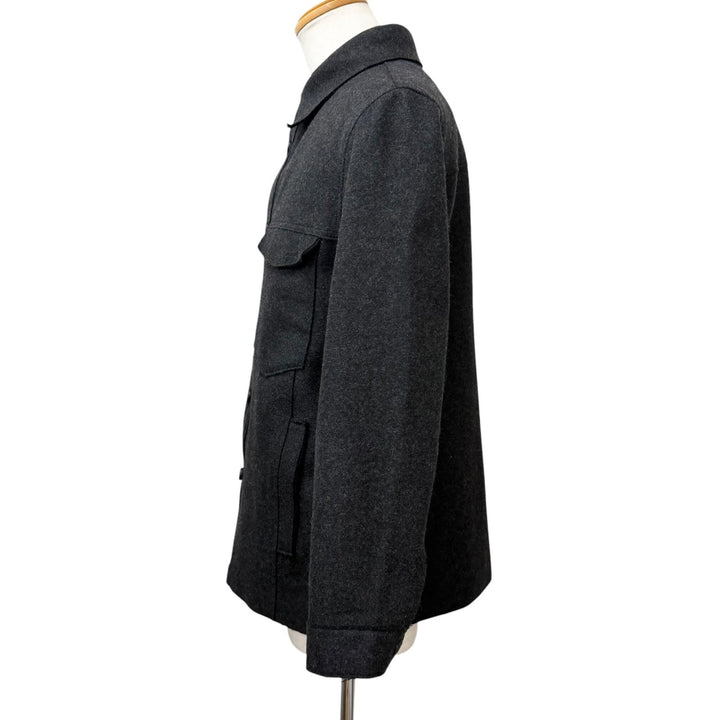 美品□C.P.Company シーピーカンパニー 98AW 29181A28 ウール ロゴボタン 長袖 シャツジャケット チャコール 3 イタリア製 メンズ