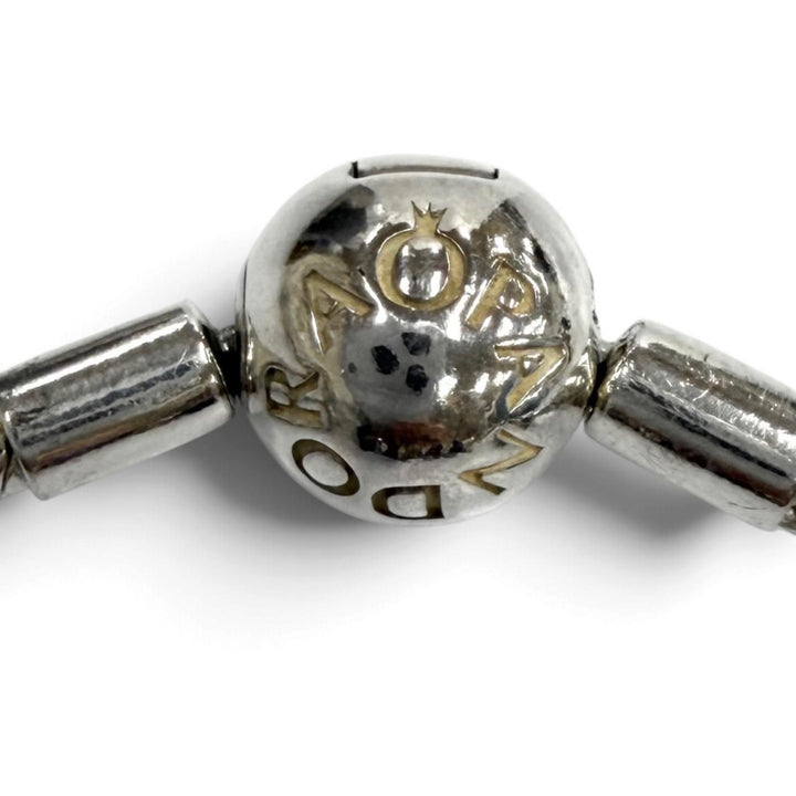 極美品★PANDORA パンドラ 925 ラインストーン ブレスチャーム10個付 ブレスレット バングル シルバー パープル 重量37.28g レディース