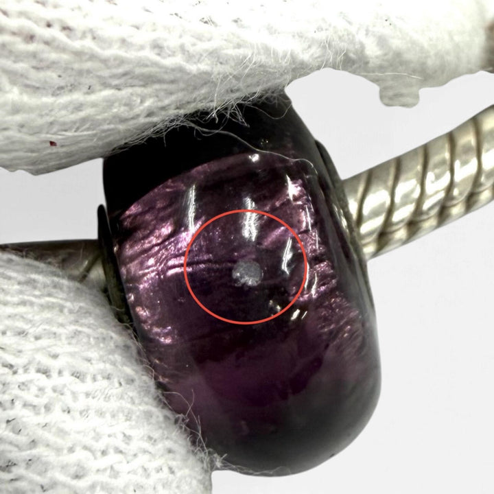 極美品★PANDORA パンドラ 925 ラインストーン ブレスチャーム10個付 ブレスレット バングル シルバー パープル 重量37.28g レディース