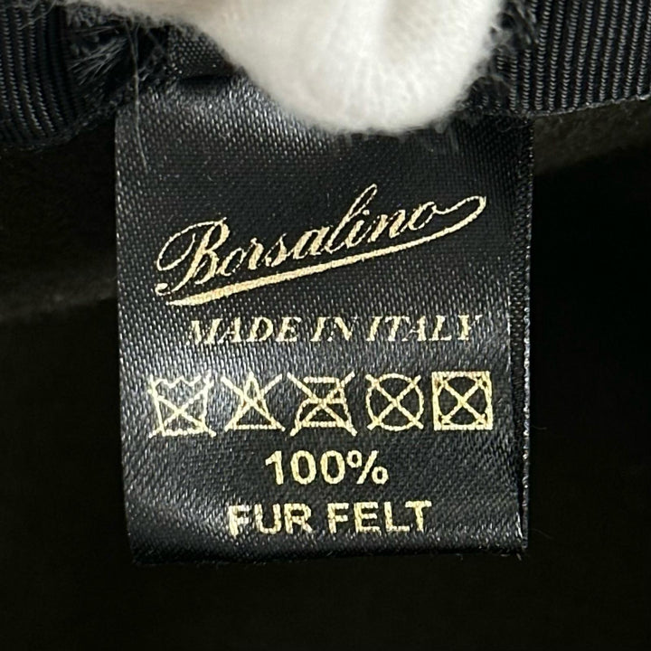 美品▲Borsalino ボルサリーノ アレッサンドリア ラビットフェルト100％ 中折れ帽 フェルト ハット カーキ IT 58 イタリア製 メンズ