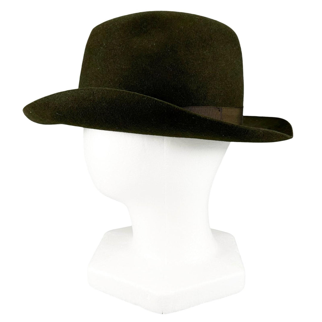美品▲Borsalino ボルサリーノ アレッサンドリア ラビットフェルト100％ 中折れ帽 フェルト ハット カーキ IT 58 イタリア製 メンズ