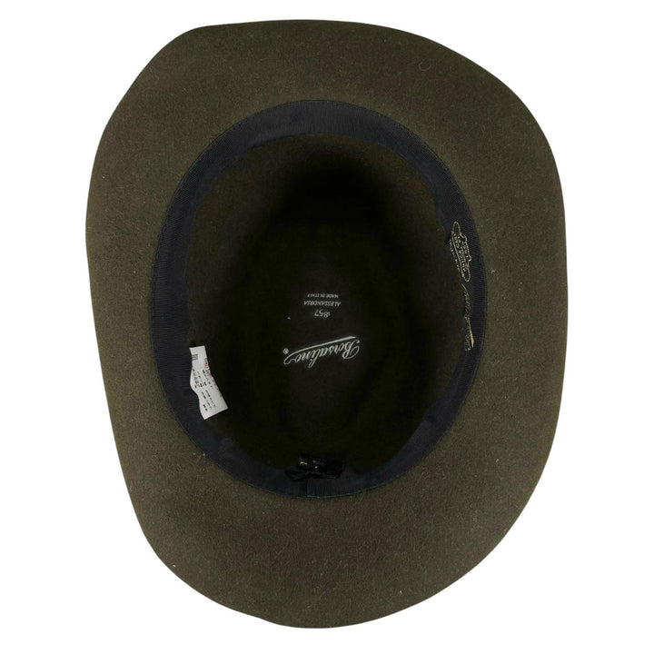 美品▲Borsalino ボルサリーノ アレッサンドリア ラビットフェルト100％ 中折れ帽 フェルト ハット カーキ IT 58 イタリア製 メンズ