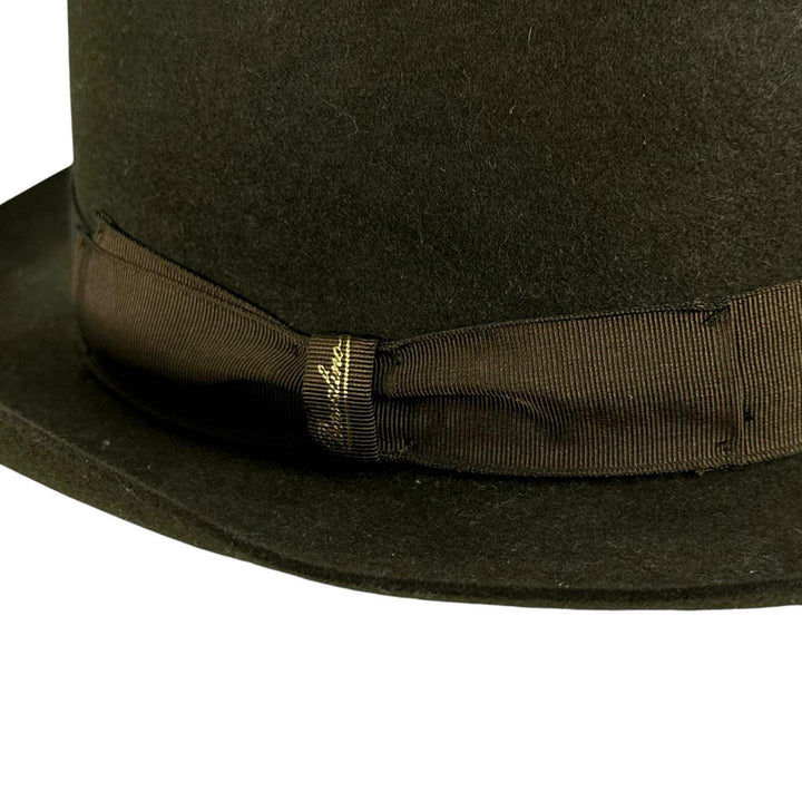 美品▲Borsalino ボルサリーノ アレッサンドリア ラビットフェルト100％ 中折れ帽 フェルト ハット カーキ IT 58 イタリア製 メンズ