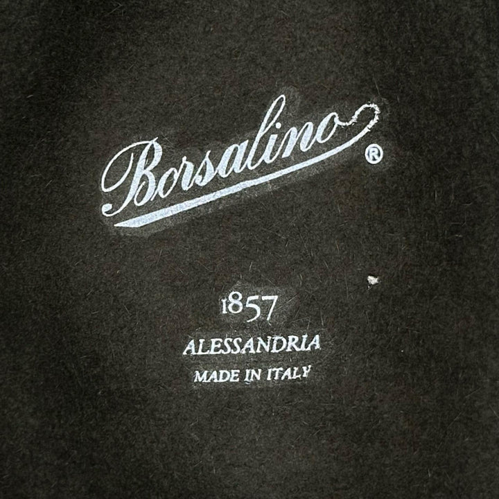 美品▲Borsalino ボルサリーノ アレッサンドリア ラビットフェルト100％ 中折れ帽 フェルト ハット カーキ IT 58 イタリア製 メンズ