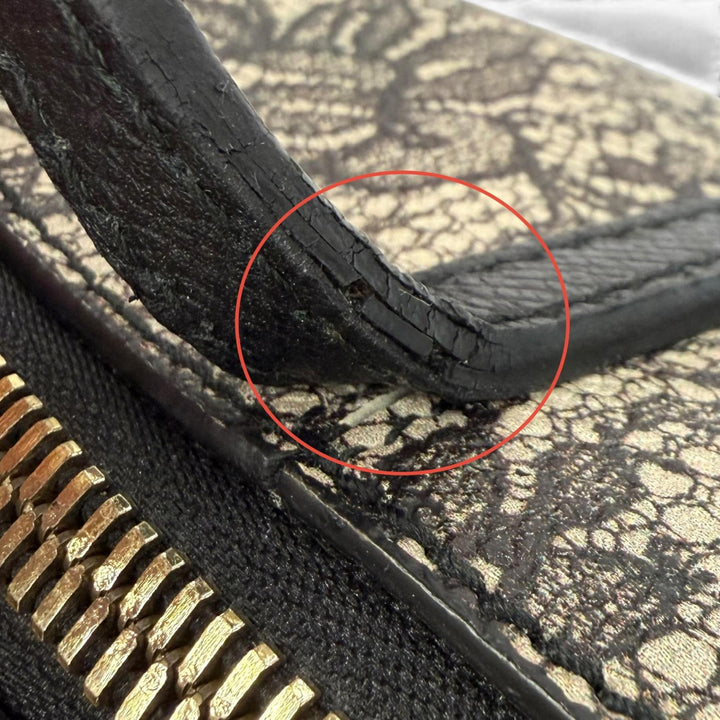 美品★DOLCE&amp;GABBANA ドルチェ＆ガッバーナ レースプリント 鍵付き レザー トートバッグ ベージュ ブラック イタリア製 レディース