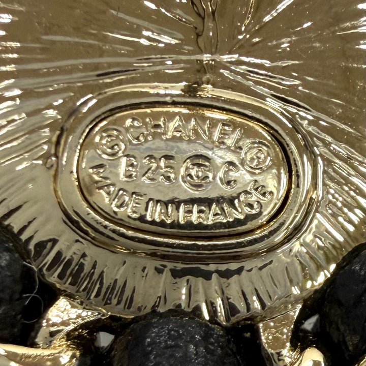極美品★CHANEL シャネル B25 ココマーク クリスタル レザートリム パール ピアス ホワイト ブラック ゴールド金具 仏製 箱・保存袋付