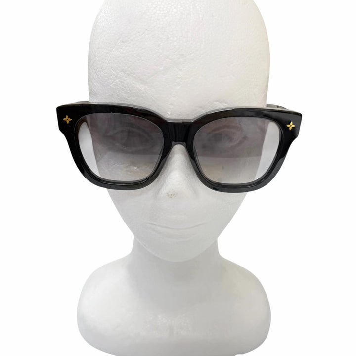 美品□LOUIS VUITTON ルイヴィトン Z1523E サングラス マイモノグラム スクエア ブラック ゴールド 54□17-143 イタリア製 保存袋付き