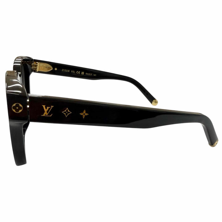 美品□LOUIS VUITTON ルイヴィトン Z1523E サングラス マイモノグラム スクエア ブラック ゴールド 54□17-143 イタリア製 保存袋付き