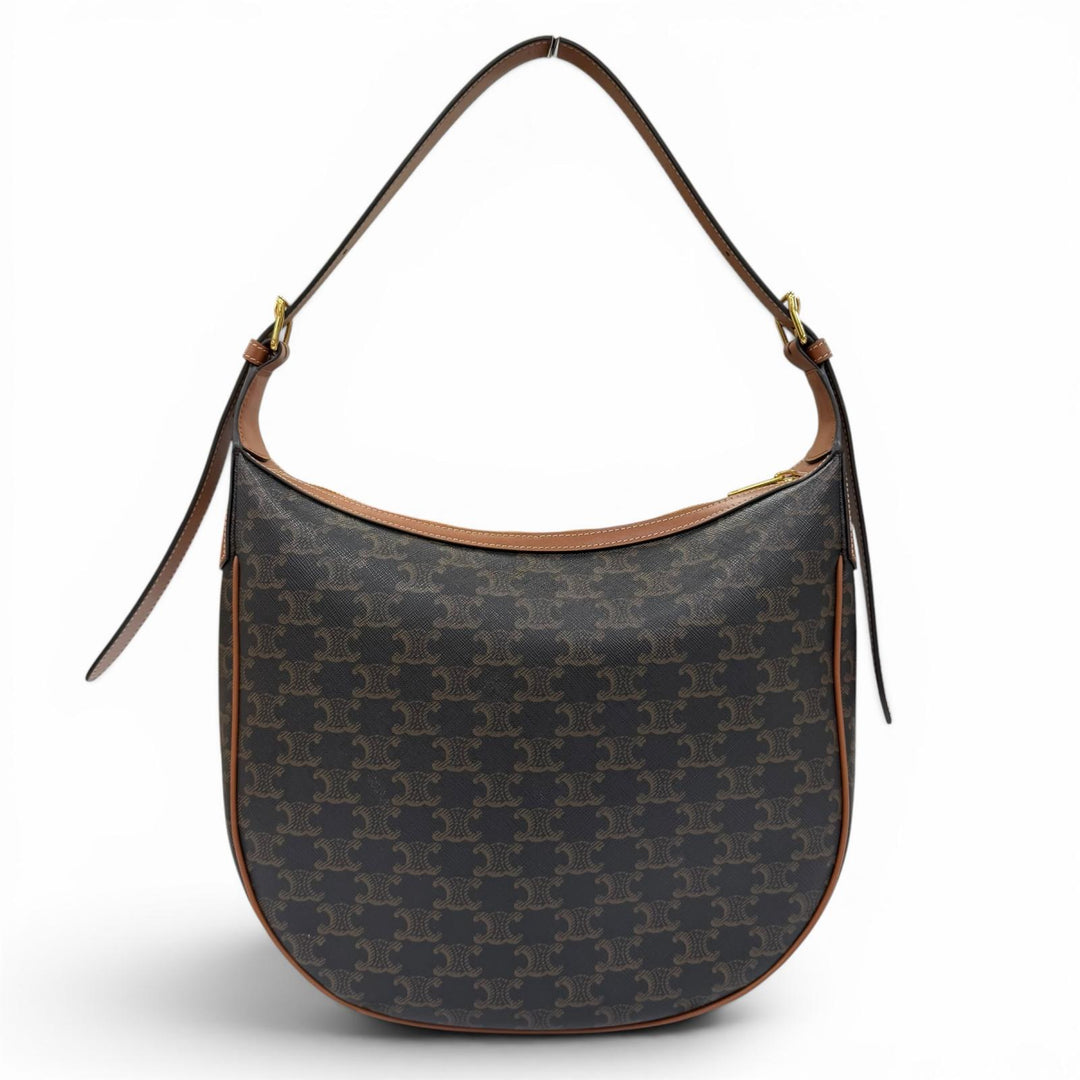 美品☆CELINE セリーヌ ミディアム エロイズ ショルダーバッグ トリオンフキャンバス ハンドバッグ ブラウン 伊製 レディース 保存袋付