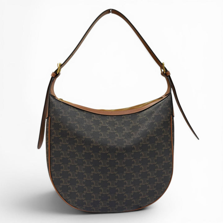 美品☆CELINE セリーヌ ミディアム エロイズ ショルダーバッグ トリオンフキャンバス ハンドバッグ ブラウン 伊製 レディース 保存袋付