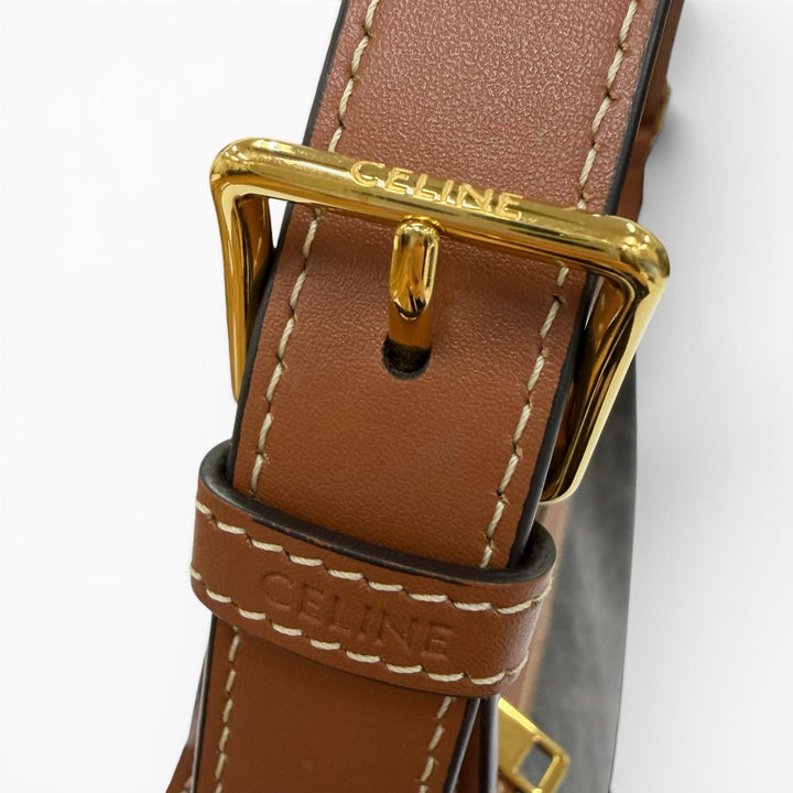 美品☆CELINE セリーヌ ミディアム エロイズ ショルダーバッグ トリオンフキャンバス ハンドバッグ ブラウン 伊製 レディース 保存袋付