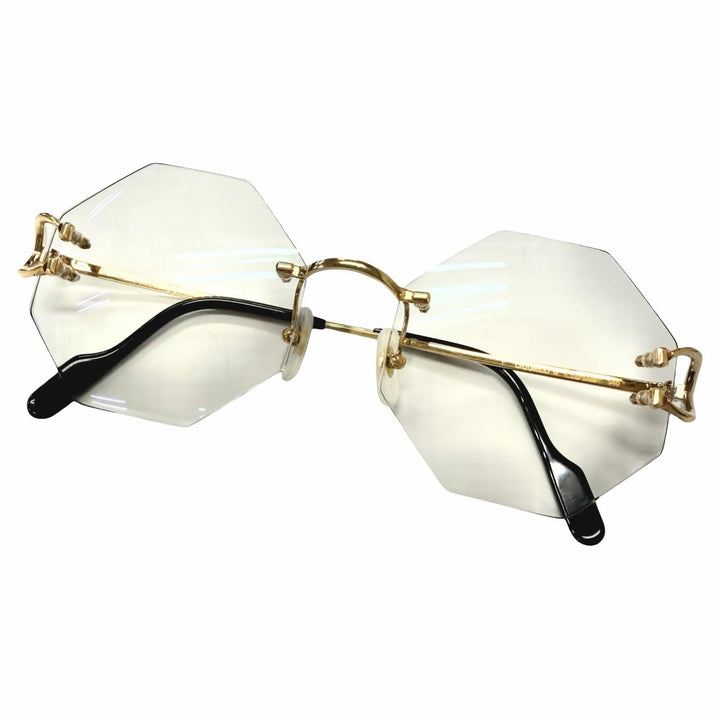 極美品□Cartier カルティエ CT0344O シグネチャー C ドゥ カルティエ オクタゴン ツーポイント リムレスメガネ 眼鏡 □18 度入り 仏製