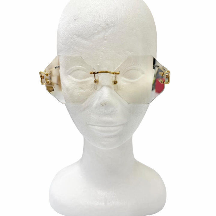 極美品□Cartier カルティエ CT0344O シグネチャー C ドゥ カルティエ オクタゴン ツーポイント リムレスメガネ 眼鏡 □18 度入り 仏製