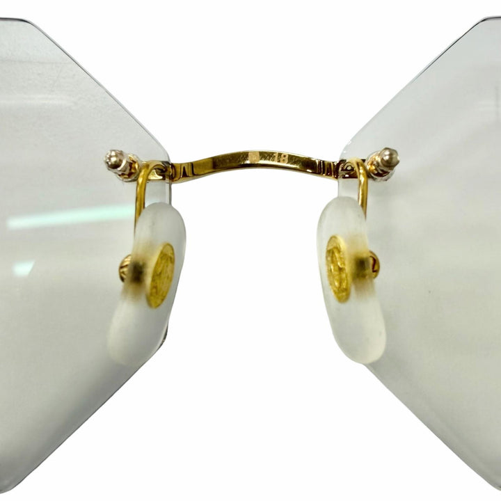 極美品□Cartier カルティエ CT0344O シグネチャー C ドゥ カルティエ オクタゴン ツーポイント リムレスメガネ 眼鏡 □18 度入り 仏製