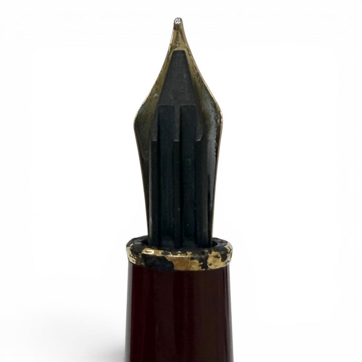 良品□MONTBLANC モンブラン マイスターシュテュック クラシック ペン先14K Fニブ キャップ式 万年筆 ボルドー ゴールド 西ドイツ製
