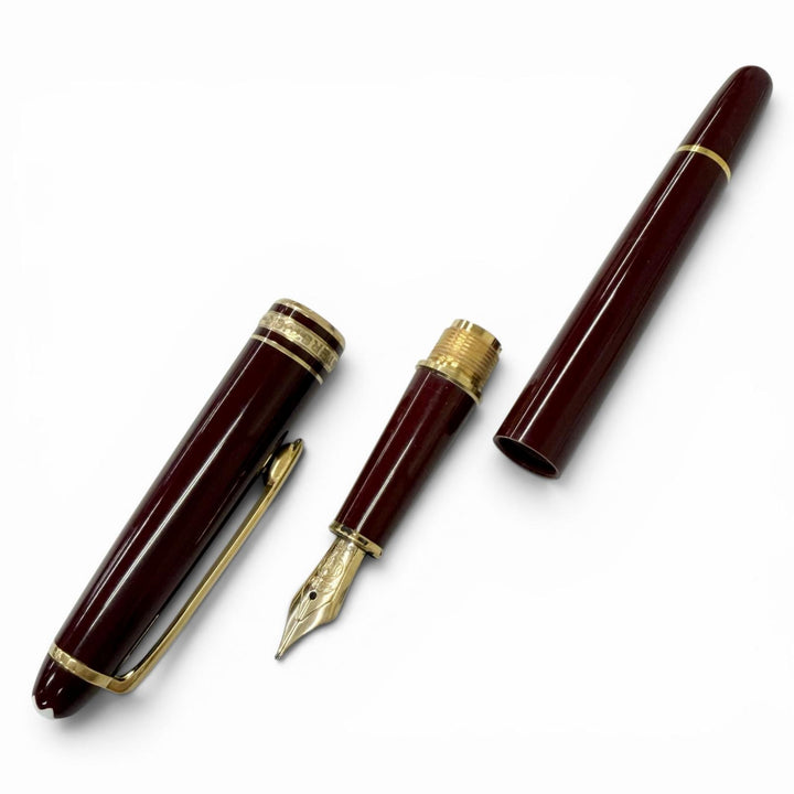 良品□MONTBLANC モンブラン マイスターシュテュック クラシック ペン先14K Fニブ キャップ式 万年筆 ボルドー ゴールド 西ドイツ製