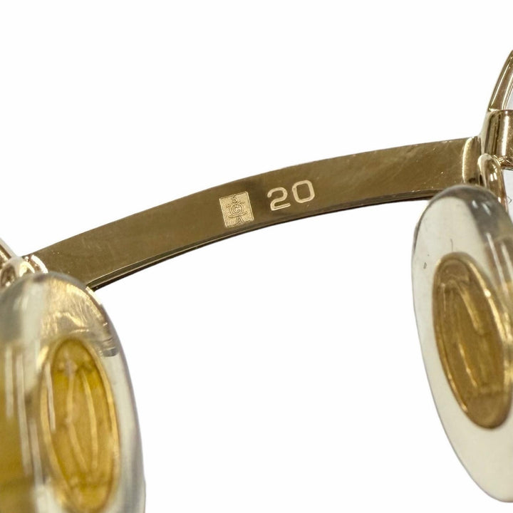 美品▼Cartier カルティエ 2C デコール ツーポイント リムレス オーバル マーブル柄 メガネ 眼鏡 アイウェア ゴールド ブラウン □20 135
