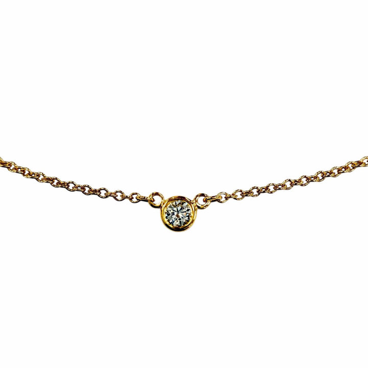 美品◇TIFFANY&amp;Co. ティファニー バイザヤード エルサペレッティ 750(YG) ダイヤ1P 約0.03ct 直径3.4mm ネックレス 重量1.7g レディース