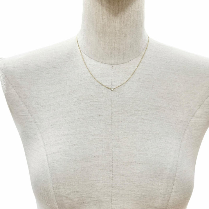 美品◇TIFFANY&amp;Co. ティファニー バイザヤード エルサペレッティ 750(YG) ダイヤ1P 約0.03ct 直径3.4mm ネックレス 重量1.7g レディース