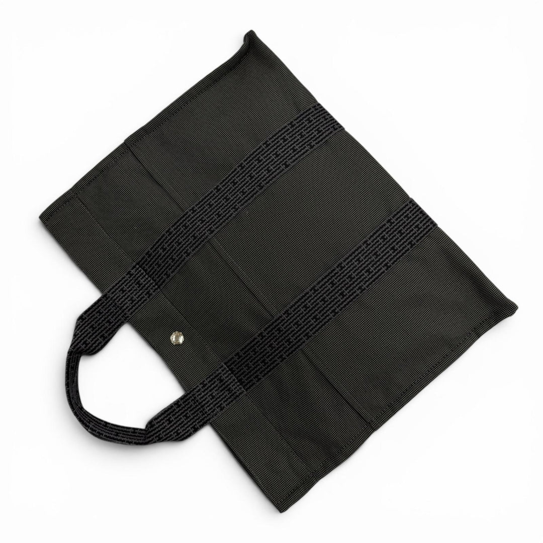 極美品◇HERMES エルメス エールライン MM シルバー金具 Hロゴ セリエボタン キャンバス ハンド トートバッグ グレー フランス製