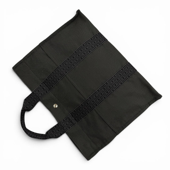 極美品◇HERMES エルメス エールライン MM シルバー金具 Hロゴ セリエボタン キャンバス ハンド トートバッグ グレー フランス製