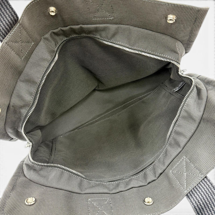 極美品◇HERMES エルメス エールライン MM シルバー金具 Hロゴ セリエボタン キャンバス ハンド トートバッグ グレー フランス製