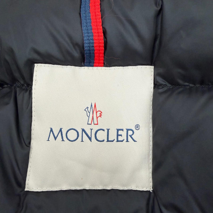 美品▼MONCLER モンクレール 21-22AW AJA ロゴワッペン付き フェイクファー フーデッド WZIPUP ダウンコート ブラック 1 正規品 メンズ