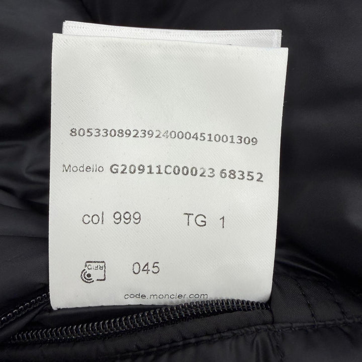 美品▼MONCLER モンクレール 21-22AW AJA ロゴワッペン付き フェイクファー フーデッド WZIPUP ダウンコート ブラック 1 正規品 メンズ