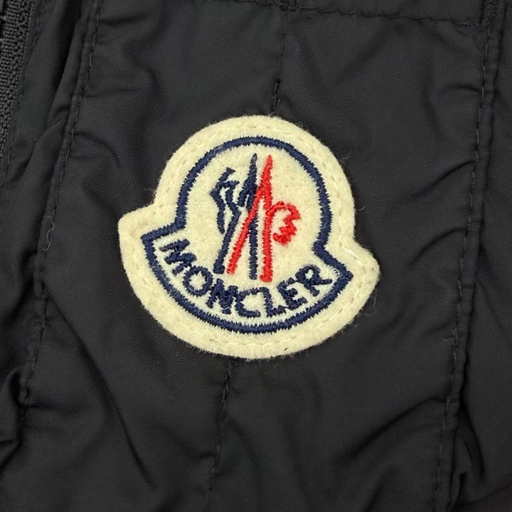美品▼MONCLER モンクレール 21-22AW AJA ロゴワッペン付き フェイクファー フーデッド WZIPUP ダウンコート ブラック 1 正規品 メンズ