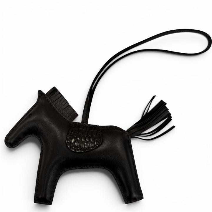 極美品☆HERMES エルメス ロデオチャーム タッチ MM アニョーミロ アリゲーター ソーブラック バッグチャーム Z刻印 フランス製 箱付き